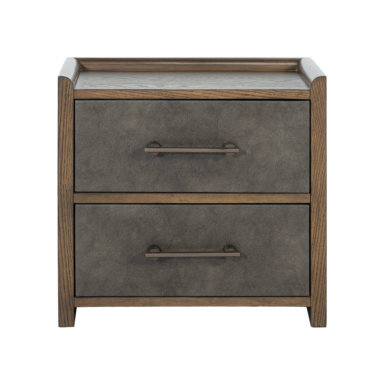 Alt View 4. Loheer - Loheer Mid Century Modern Nightstand, Two Drawer Bedside Table in Dark Walnut - Dark Walnut.