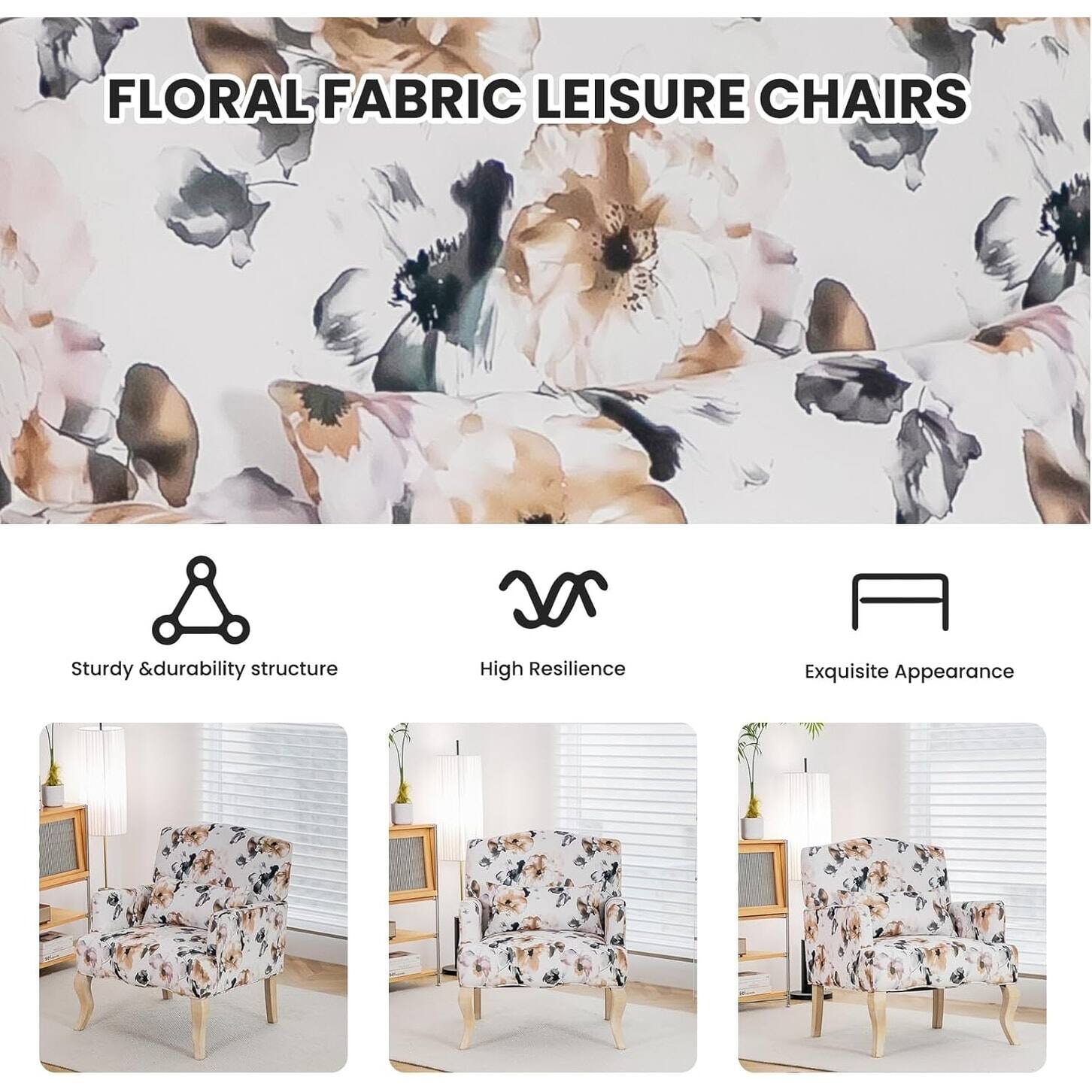 FLORAL FABRIC LEISURE CHAIRS

- Sturdy & durability structure
- High Resilience
- Exquisite Appearance
