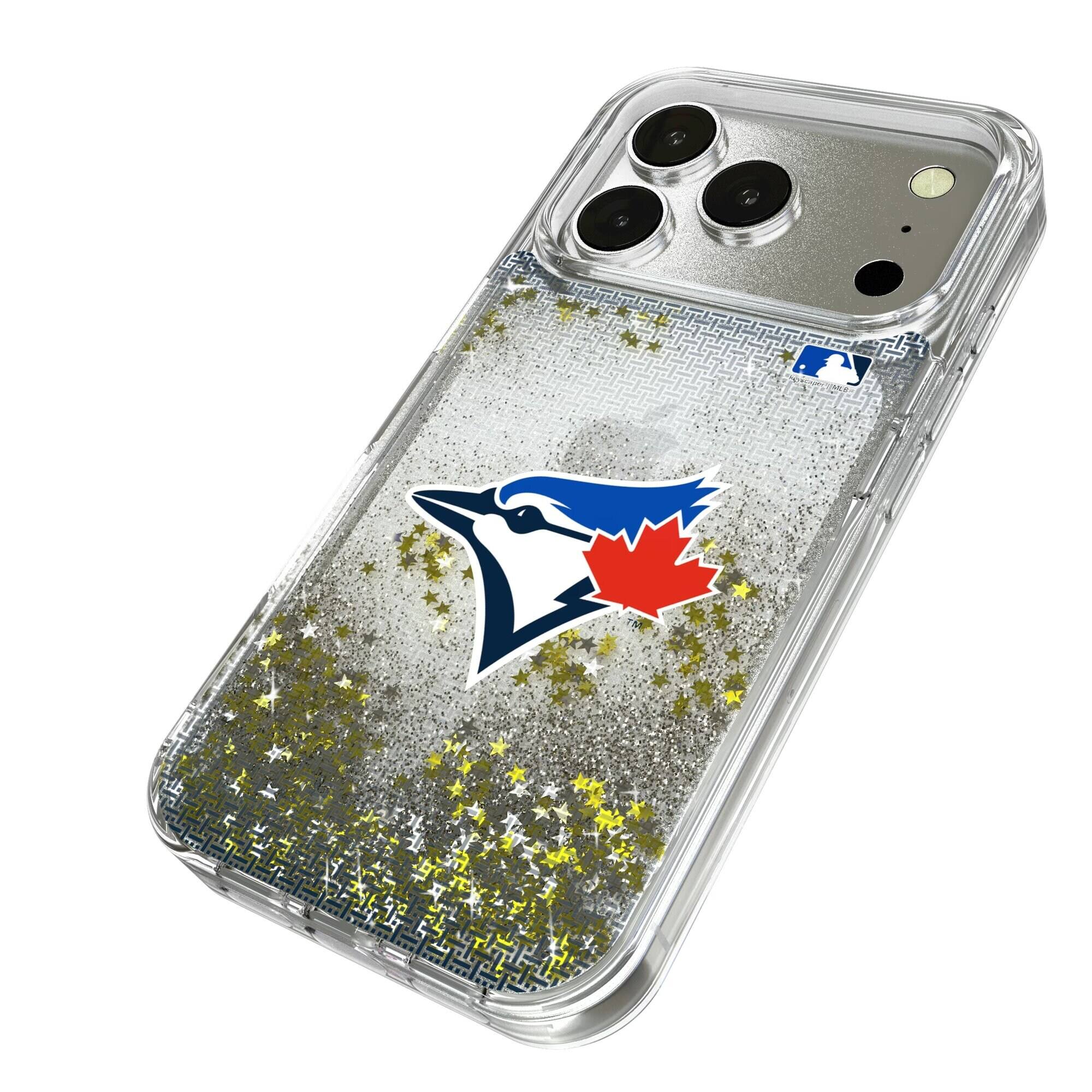 Alt View 1. Keyscaper - Toronto Blue Jays Linen Logo iPhone Glitter Case - 14 - Multicolor.