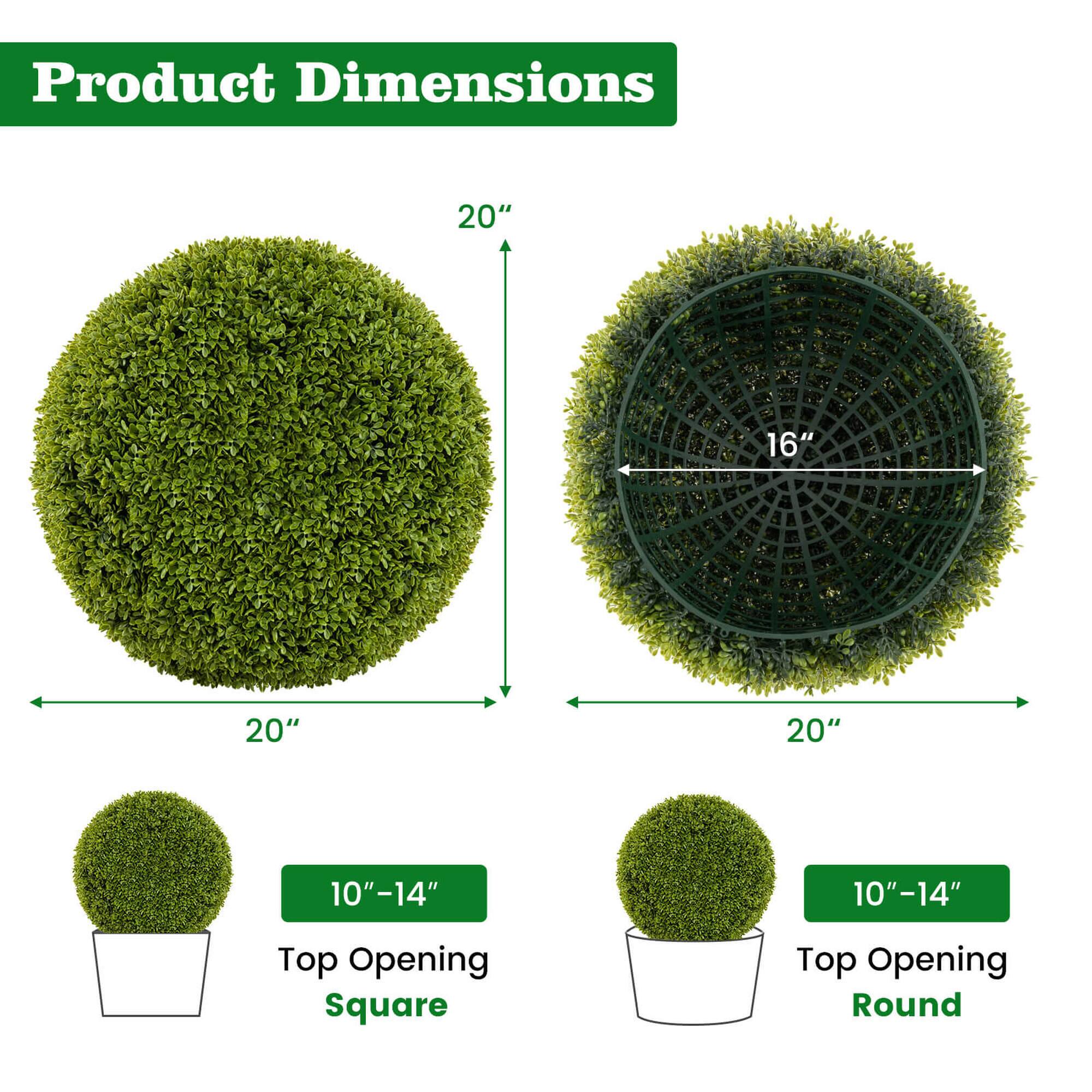 Product Dimensions

- 20" (Height) x 20" (Width) x 20" (Depth)
- 16" (Diameter)
- 10"-14" (Top Opening Square)
- 10"-14" (Top Opening Round)