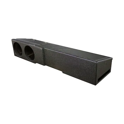 Front. QPower - QPower Dual 8" Sub Box - Chevy Silverado Crew Cab, GMC Sierra Crew Cab 2007-2026 - Charcoal Black.