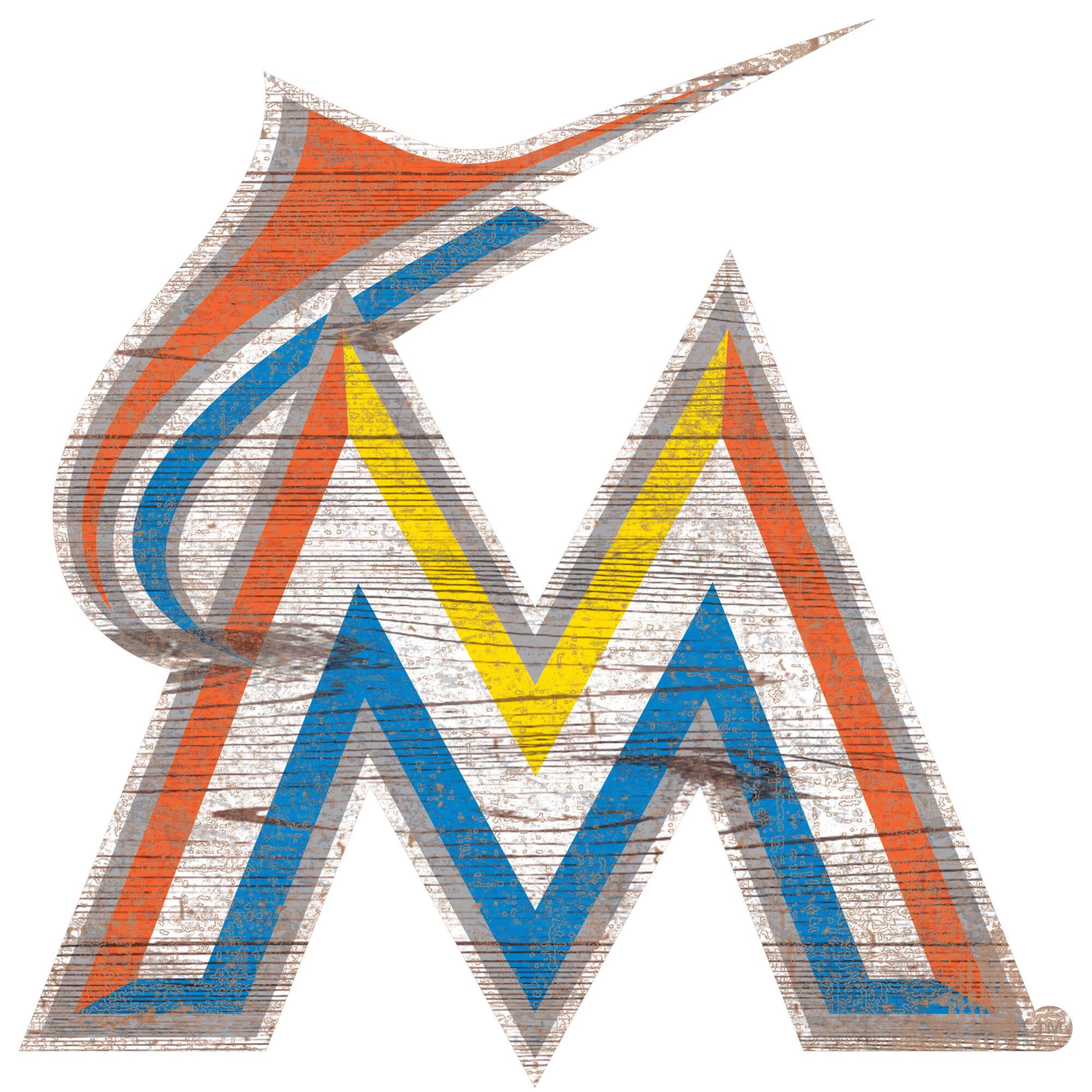 Miami Marlins Distressed Logo Cutout Sign