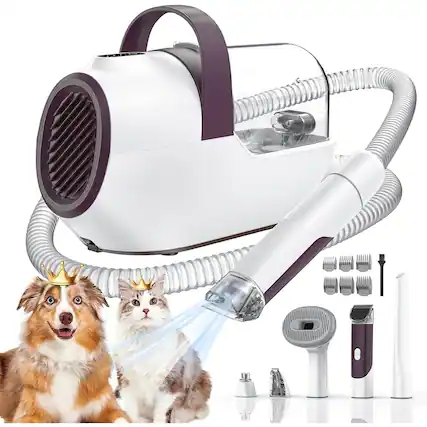 Front. THIRSTY TURTLE - Dog Grooming Kit with Vacuum, Clippers, Nail Grinder, and 6 Pet Grooming Tools.