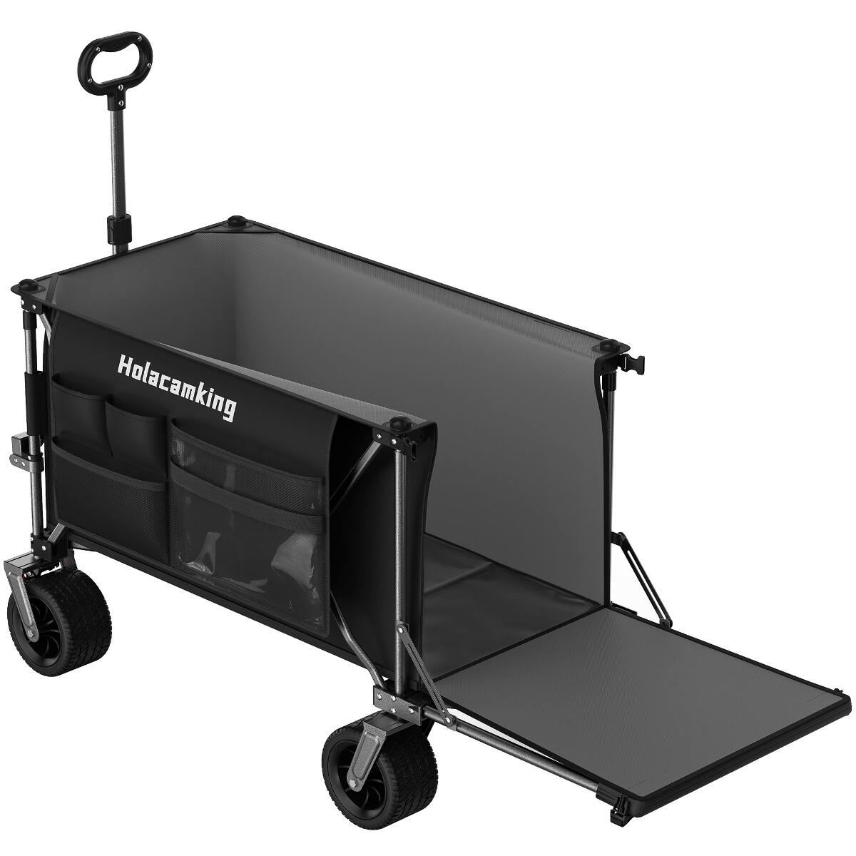 Back. Loheer - Loheer 58 Inch Foldable Wagon with Extended Tailgate, 500 lb Capacity, All-Terrain Wheels, Black.