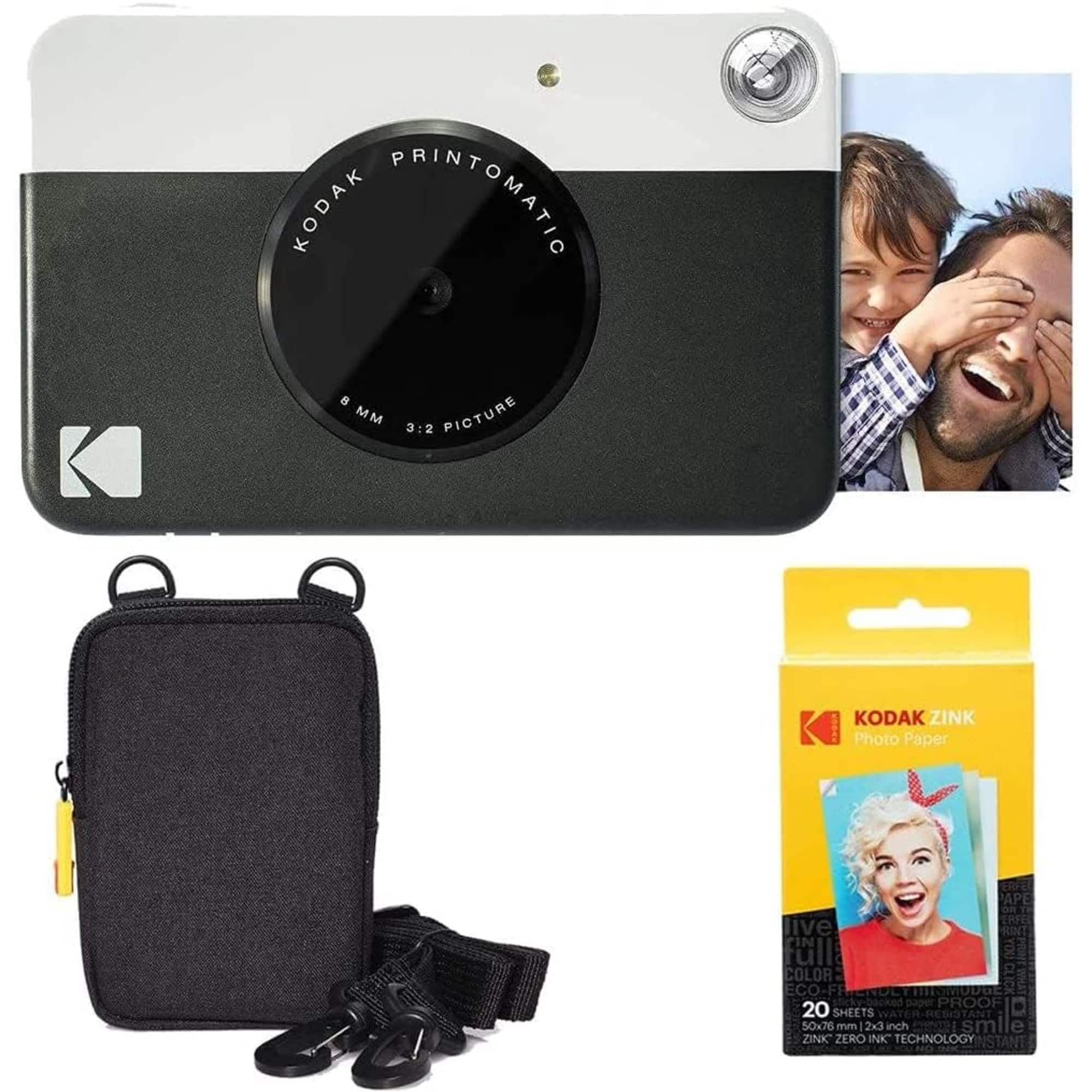 Kodak - Printomatic 5MP Instant Print Camera Starter Bundle with Case & Zink Photo Paper - Black