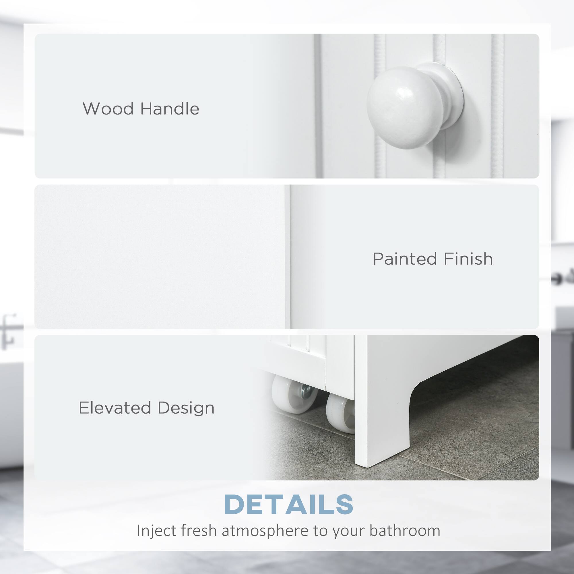 Wood Handle  
Painted Finish  
Elevated Design  

DETAILS  
Inject fresh atmosphere to your bathroom