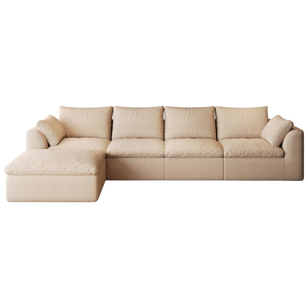 Alt View 2. Ropilly - Ropilly Modular Sectional Sofa, 5 Seater L Shaped Sofa with Single Chaise, Removable Covers, Khaki - Khaki.
