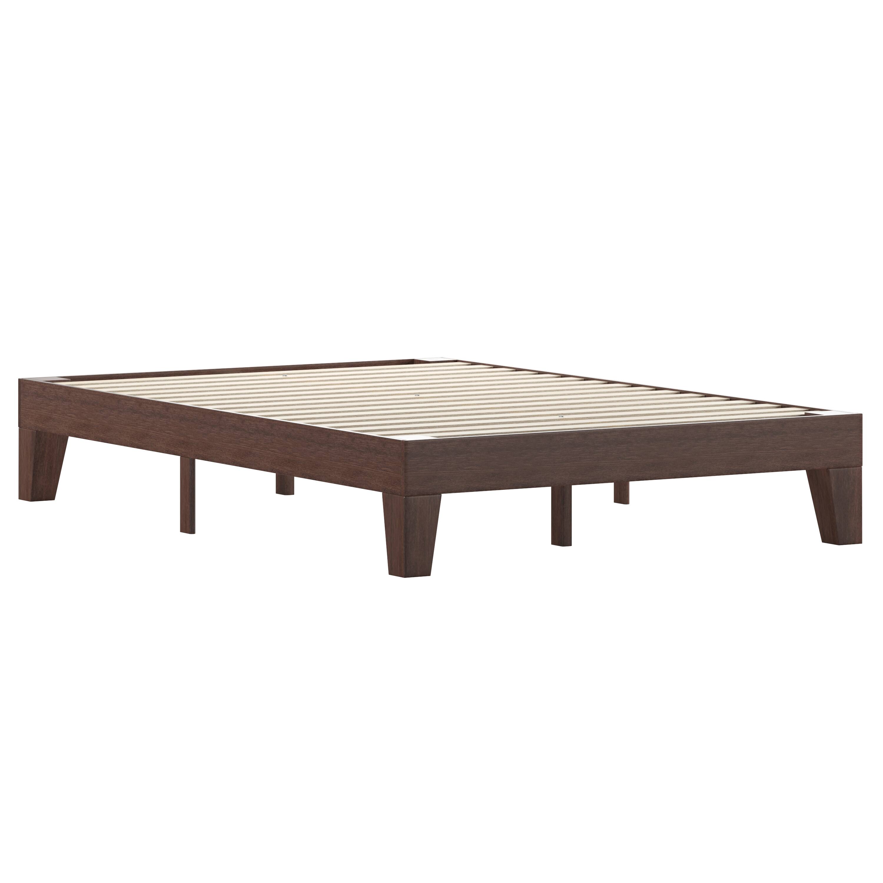 Alt View 1. Emma + Oliver - Avila Wooden Platform Bed with Wooden Support Slats; No Box Spring or Foundation Required - Walnut.