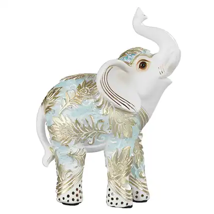 Front. FC Design - FC Design 4.75"H Thai Elephant Figurine Statue Office Desk Tabletop Home Decor Gift - Multi-Color.