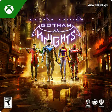 XOX Series slx GIN i CiM DELUXE EDITION DARAGE GOTHAM ARKHAM KNIGHTS Lil A A : T TEEN T ESRU WB DC GAMES WIIOR BROS MON TREAL - - T (Teen 13+)