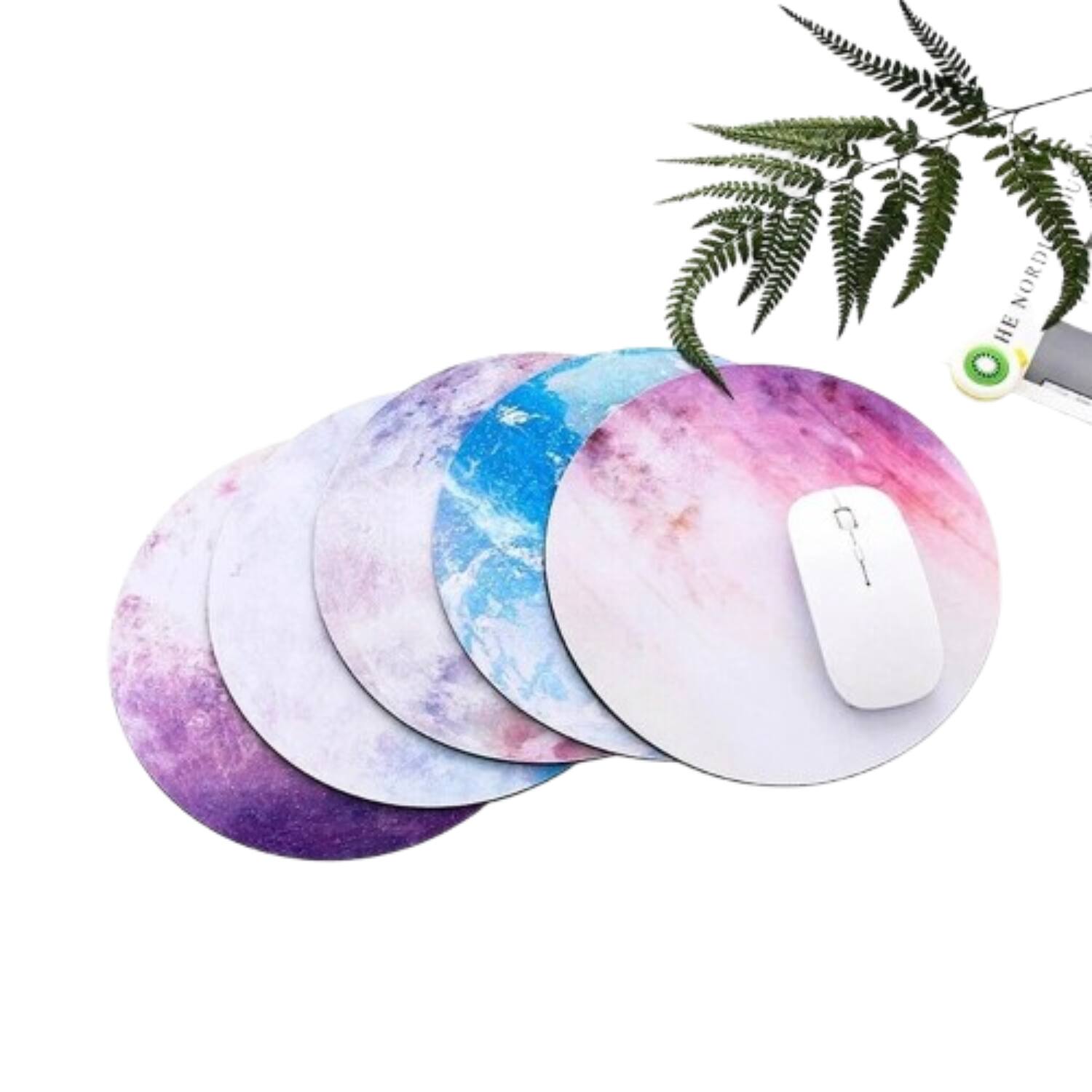 Left. Stock Preferred - Space Gaming Round Mouse Pad Venus Pattern - Purple.
