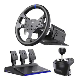 PXN - V99 Racing Wheel Real Force Feedback Steering Wheel w/ Pedals & Shifter 270/900° Detachable for PC PS4 Xbox One X|S - Black