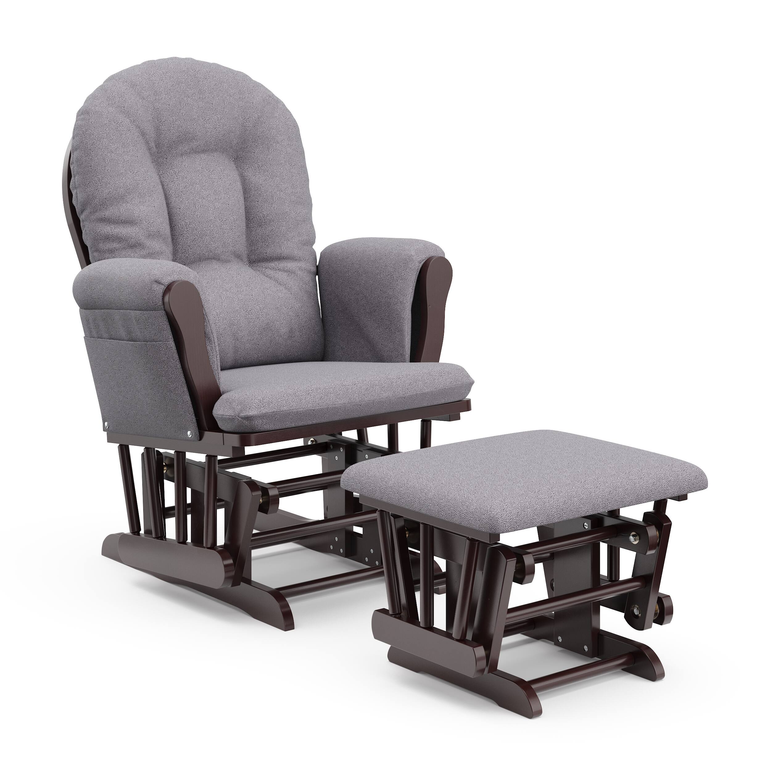 Front. Storkcraft - Hoop Glider and Ottoman - Espresso/Gray Swirl.