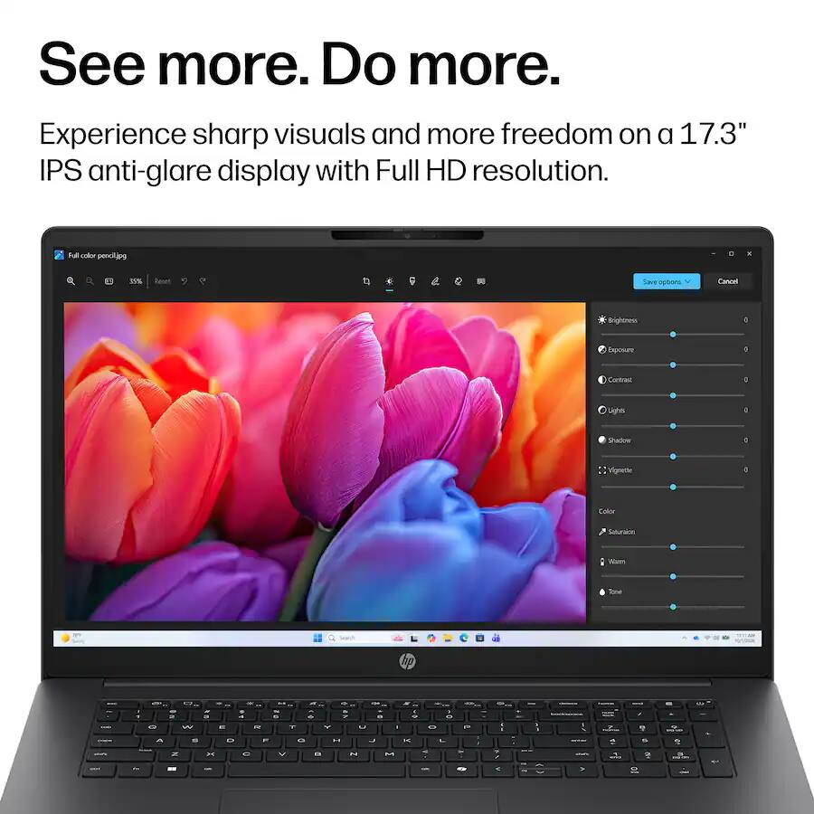 See more. Do more. Experience sharp visuals and more freedom on a 17.3" IPS anti-glare display with Full HD resolution.