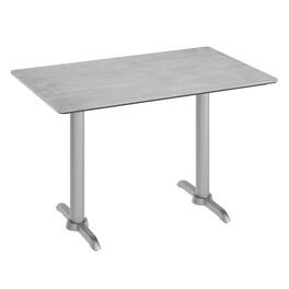 Emma + Oliver - PureShield Indoor Outdoor Tabletop with Seam-Free Surface Innovation and Cast Iron Bistro Table Base - Gray Faux Concrete/Silver Base