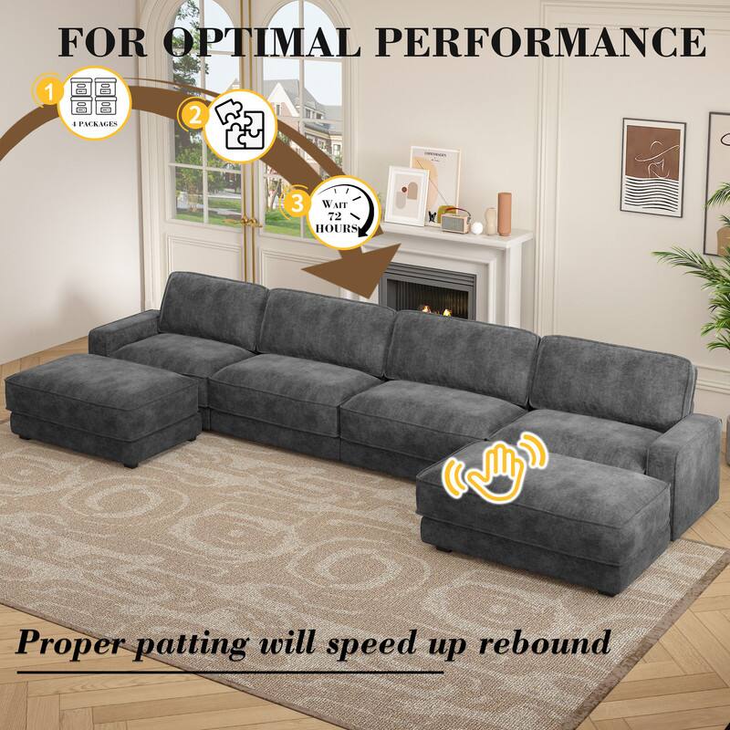 FOR OPTIMAL PERFORMANCE

1. 4 PACKAGES
2. ASSEMBLE
3. WAIT 72 HOURS

Proper patting will speed up rebound