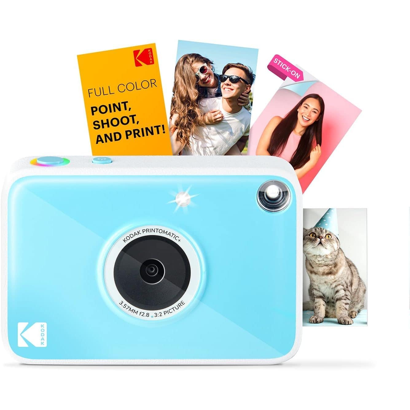 Kodak - Printomatic+ Instant Print Camera 10MP, RGB LED, Zink Photo Prints - Blue