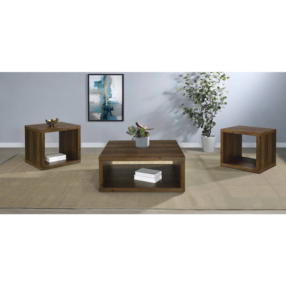 Angle. Coaster Co. of America - Frisco 3-piece Coffee and End Table Set Dark Pine - Dark Pine.