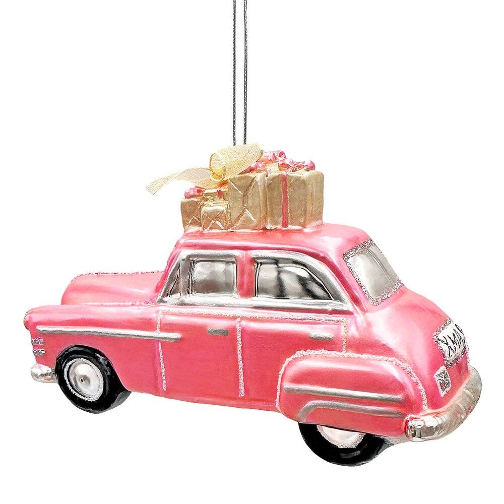 Alt View 1. OrnamentallyYou - Nostalgic Pink Car Glass Christmas Ornament Vintage Classic Tree Decor - Multi-colored.