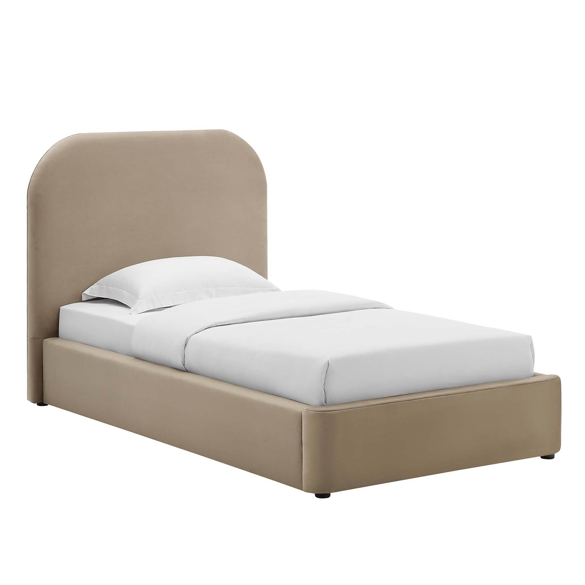 Angle. Modway - Resort Upholstered Fabric Arched Round Queen Platform Bed - White.