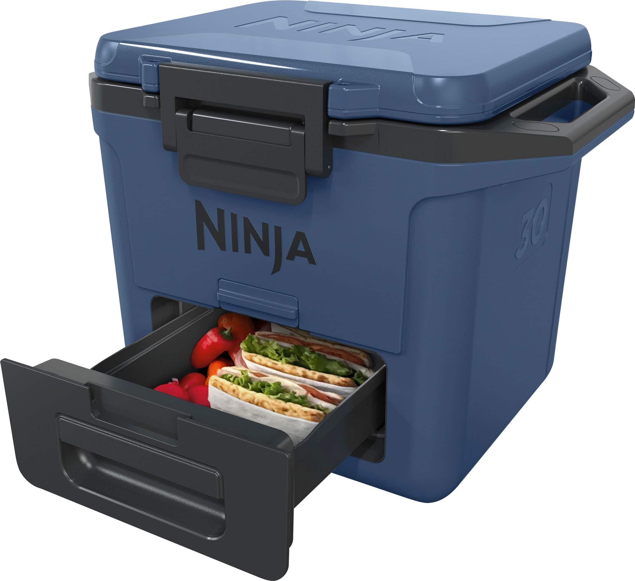 Angle. Ninja - FrostVault 30qt Hard Cooler with Dry Zone - Lakeshore Blue.