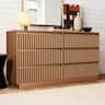 Koligey - 6-Drawer Dresser 47"W Double Dresser With Waveform Fluted Panel - walnut