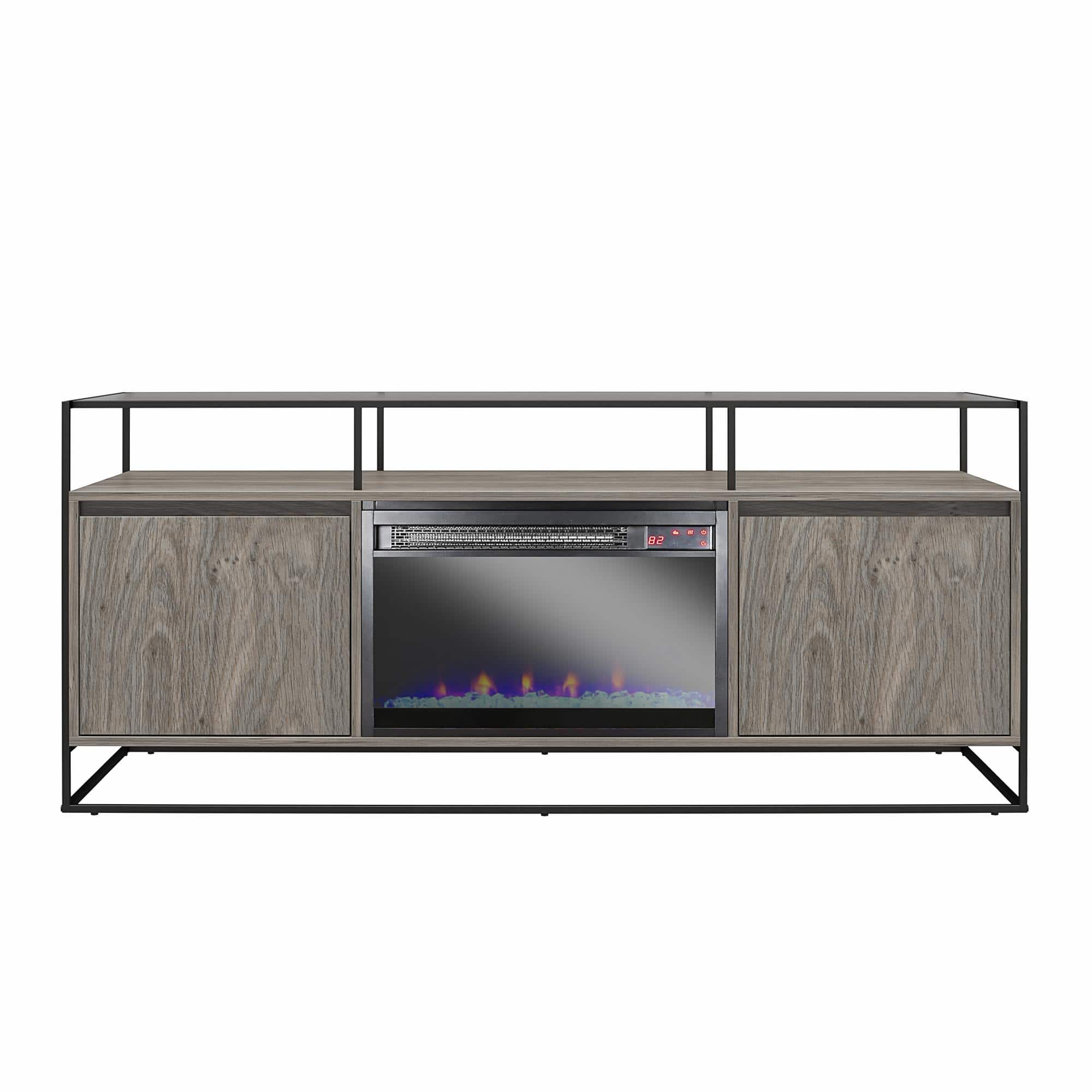 Front. Ameriwood Home - Camley Electric Fireplace TV Stand/Console - Gray Oak.