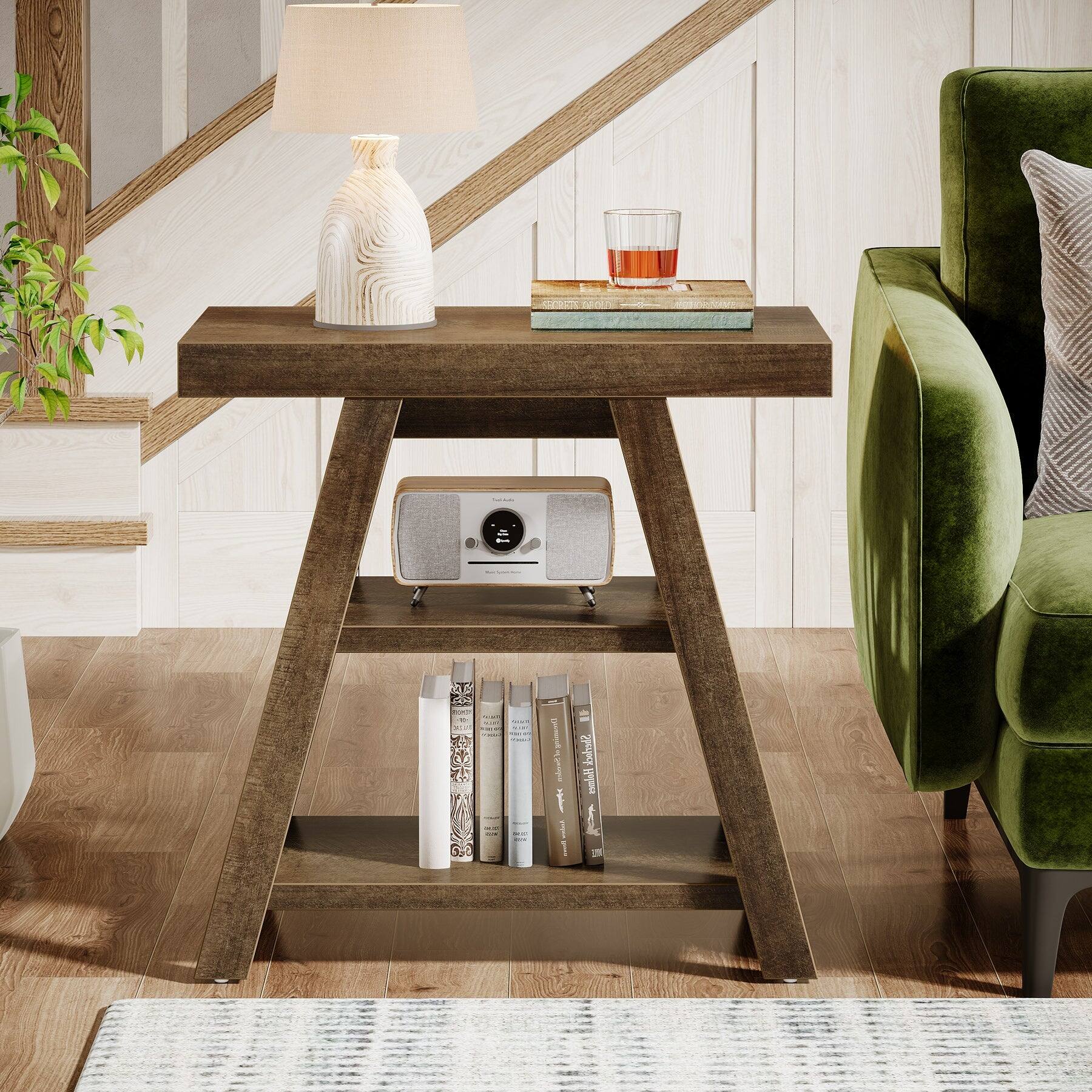 Tribesigns Farmhouse End Table with Engineered Wood Construction and ...