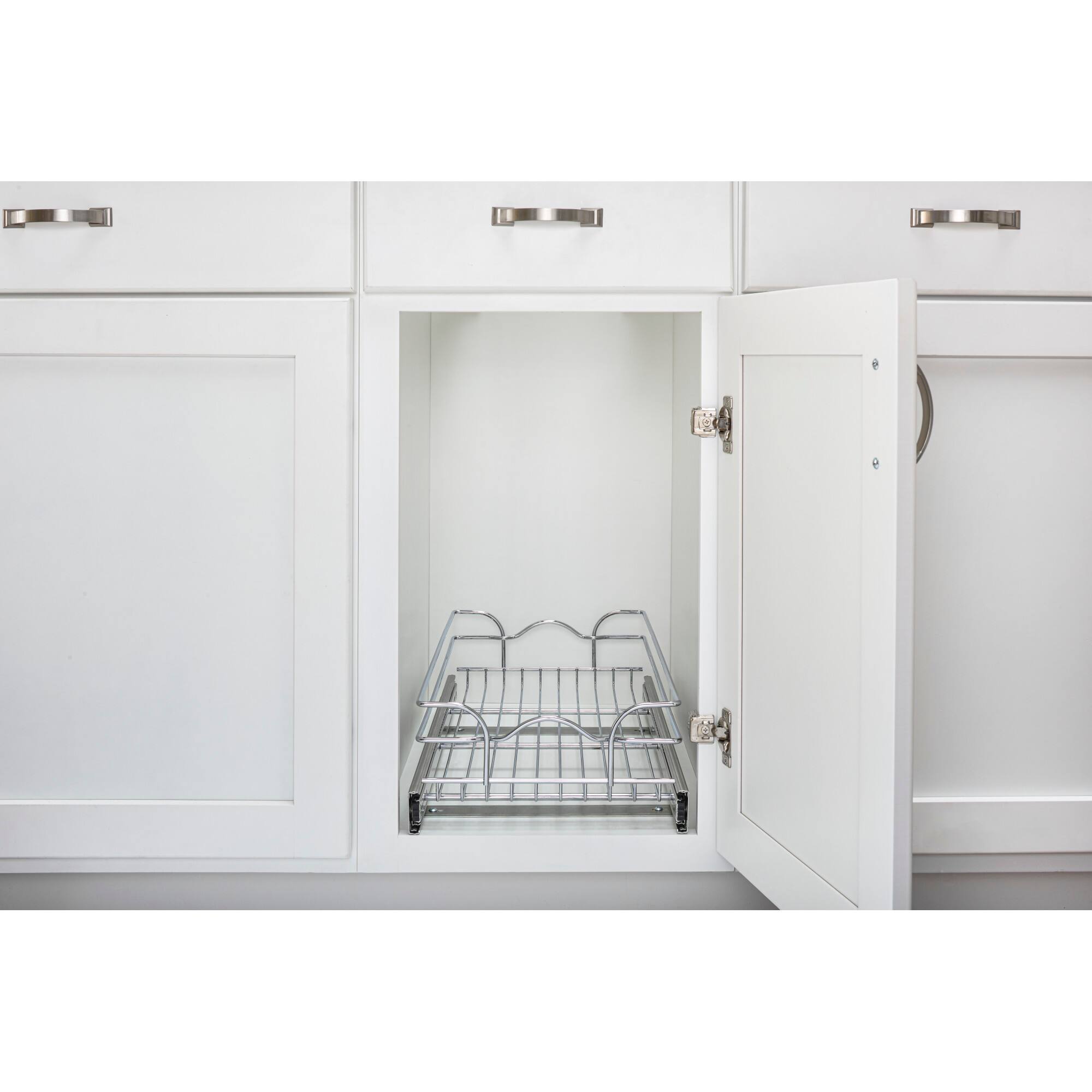 Alt View 5. Rev-A-Shelf - Rev-A-Shelf Pullout Basket Organizer for Kitchen or Vanity Cabinets, 8.5"x18", 5WB1-0918CR-1 - Silver.