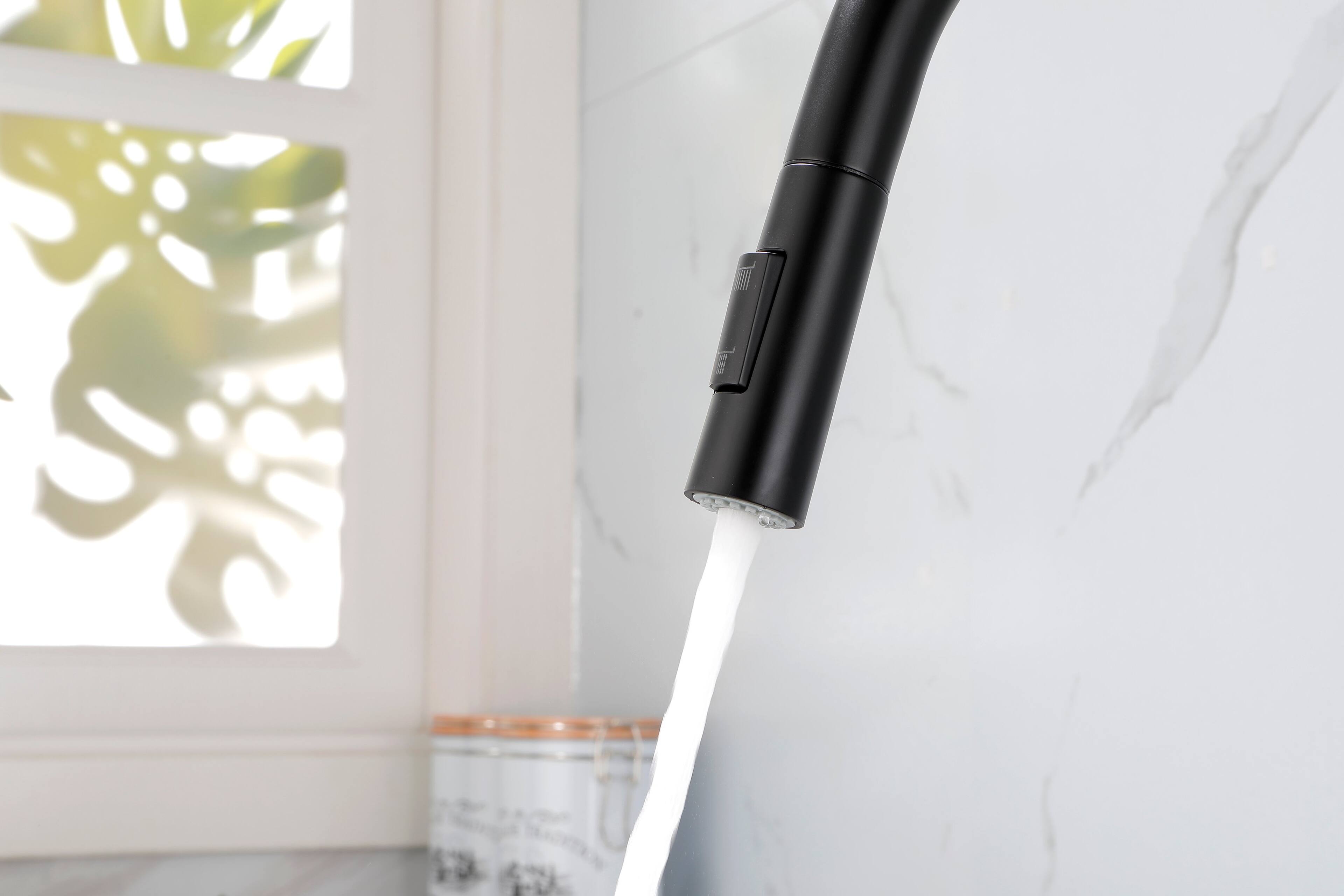 Alt View 1. APRILSOUL - Kitchen Faucet with Pull Down Sprayer - Matt Black.