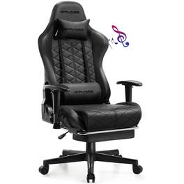 GTPlayer - Gaming Chair With Bluetooth Speakers High Back Ergonomic Office Chair - Black