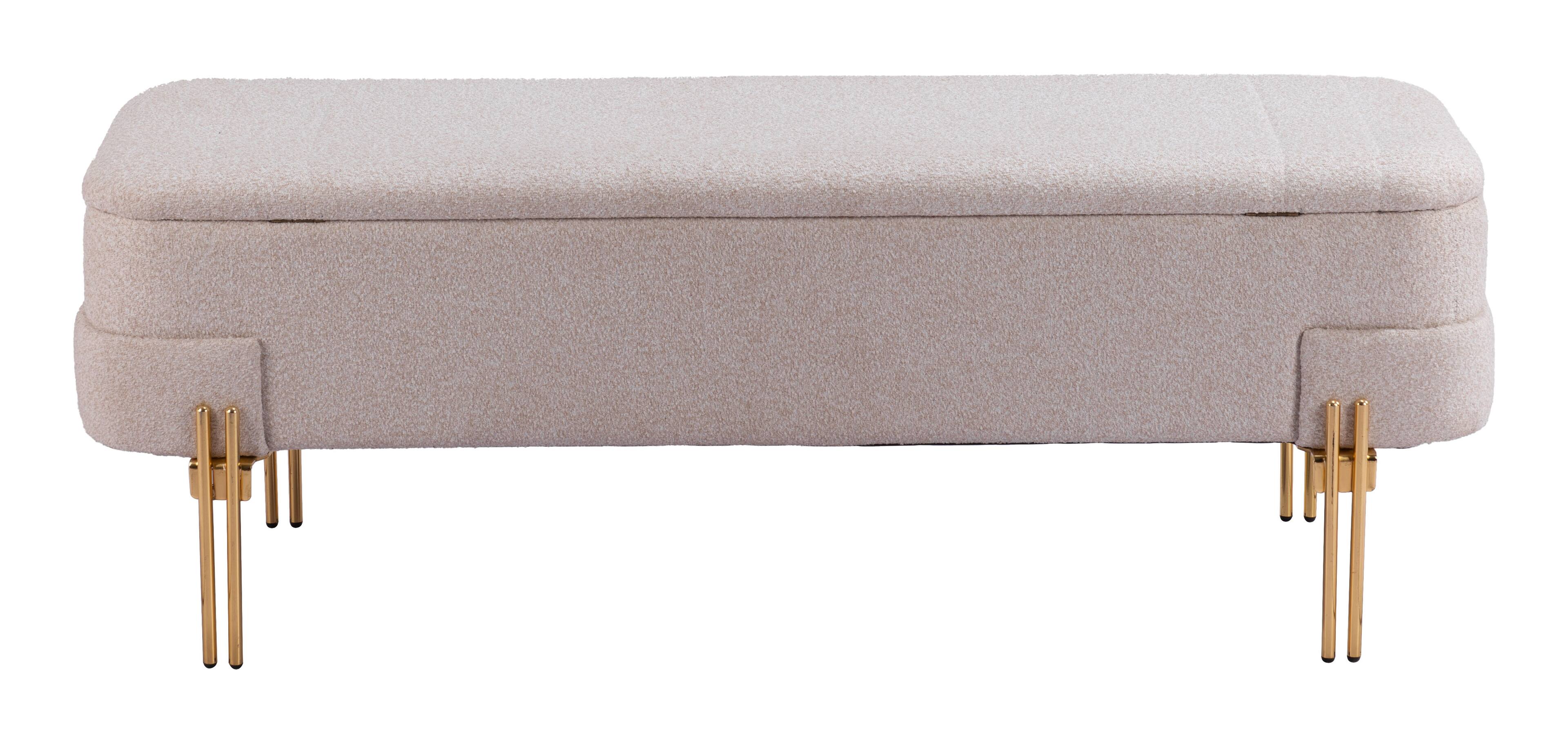 Alt View 2. Hivvago - Lebreton Storage Bench Oatmeal Beige - Oatmeal Beige.