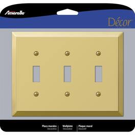 AMERELLE - Century Polished 3 gang Stamped Steel Toggle Wall Plate 1 pk - Brass