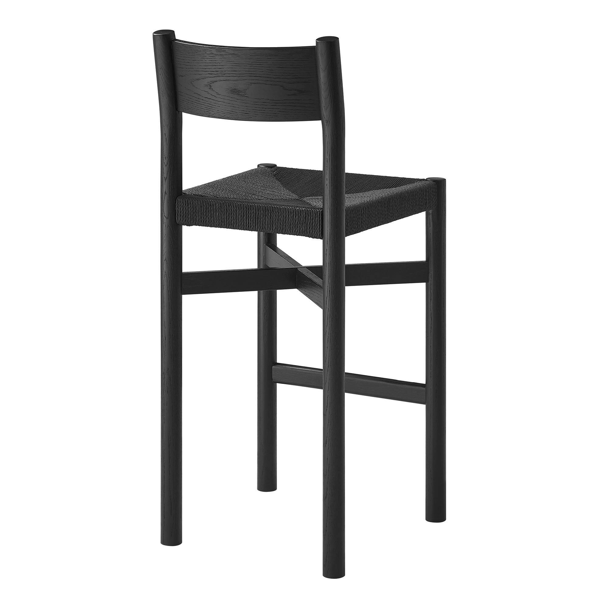 Alt View 4. Modway - Alvia Oak Wood Bar Stools With Woven Seats Set of 2 by Modway - Black.
