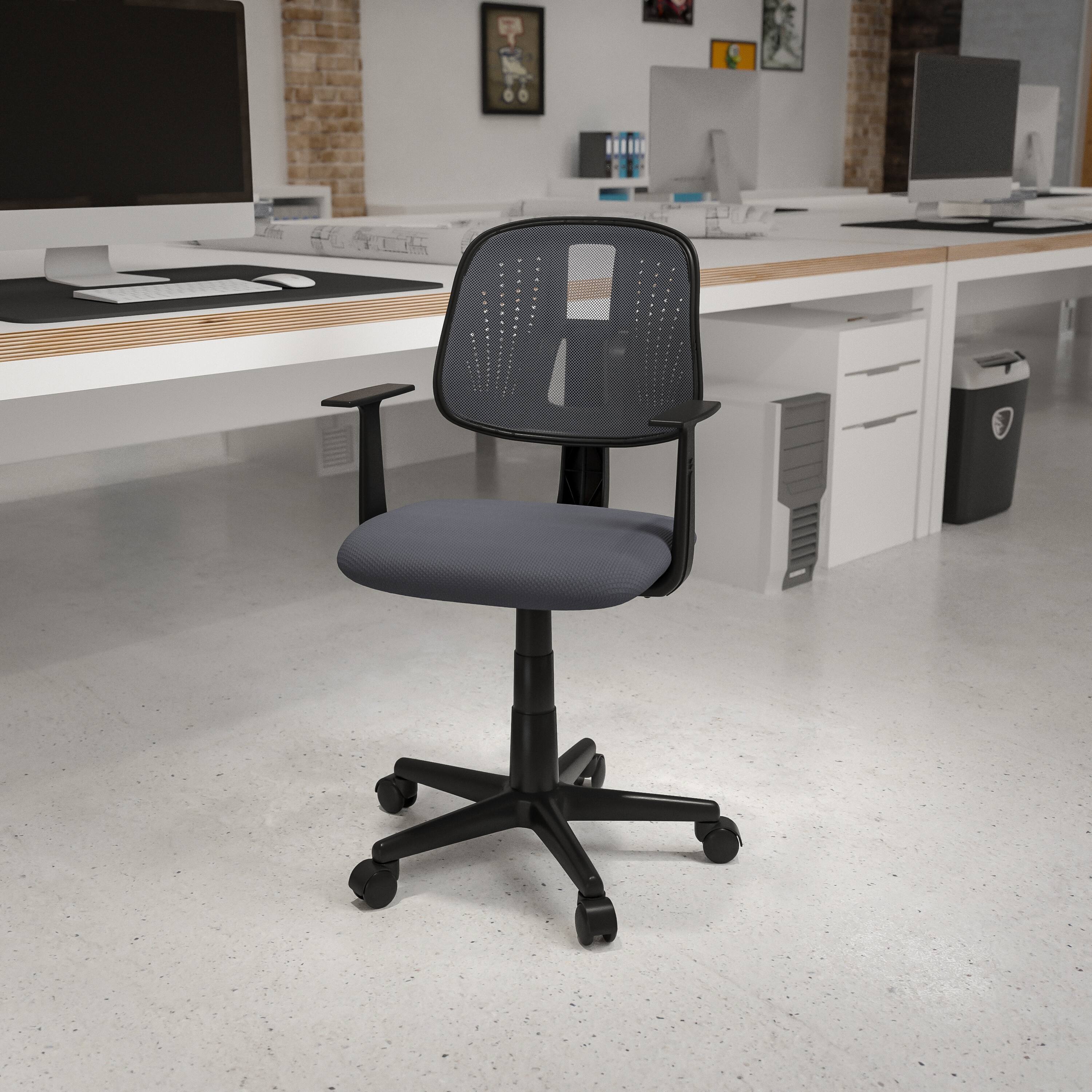 Alt View 1. Emma + Oliver - Pivot Back Mesh Swivel Task Office Chair with Arms - Gray.