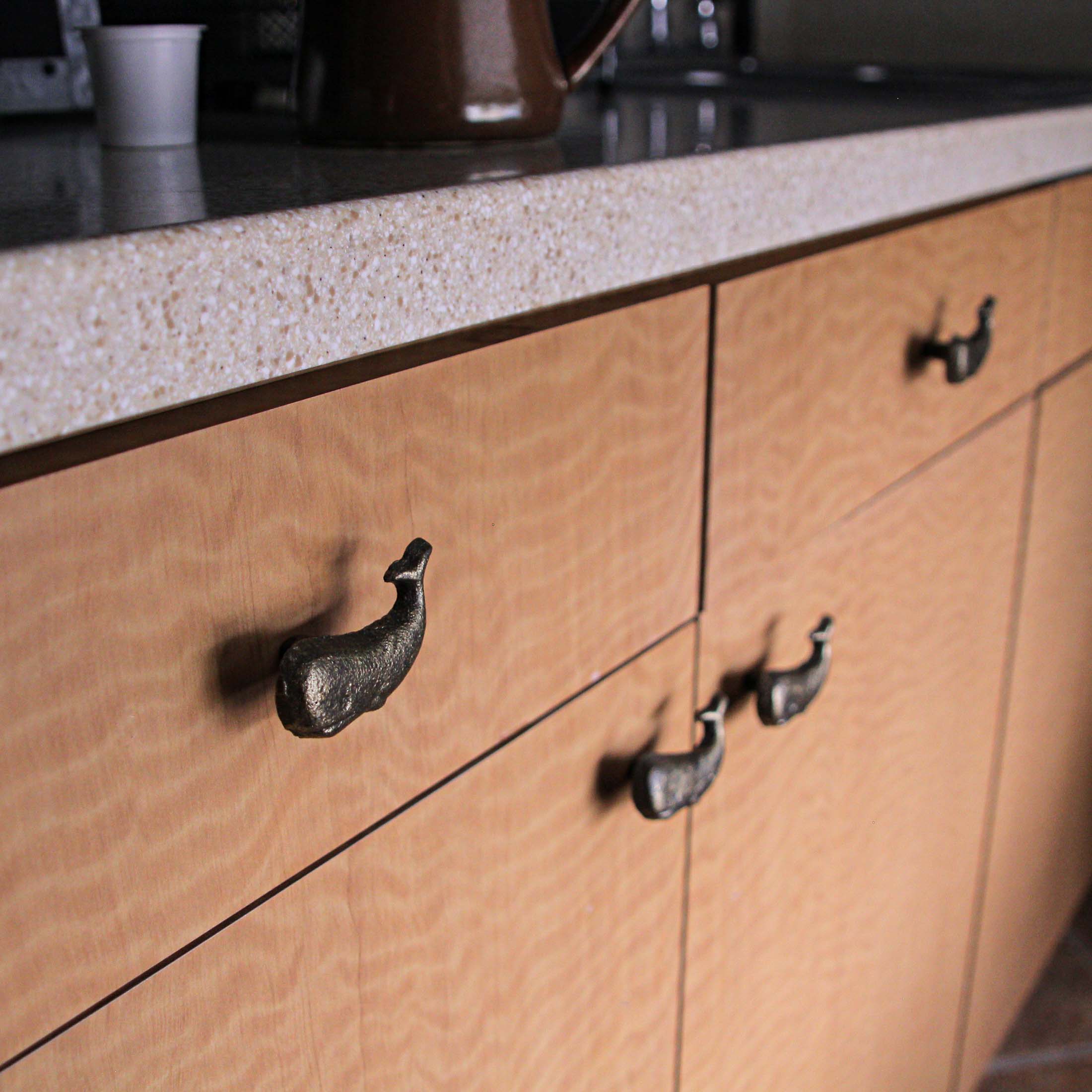 Alt View 4. Zeckos - Bronze Cast Iron Whale Drawer Pull Decorative Cabinet Knob Nautical Set/ 6 - Bronze.