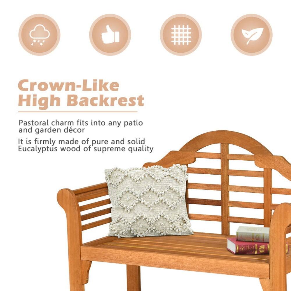 Crown-Like High Backrest

Pastoral charm fits into any patio and garden décor. It is firmly made of pure and solid Eucalyptus wood of supreme quality.