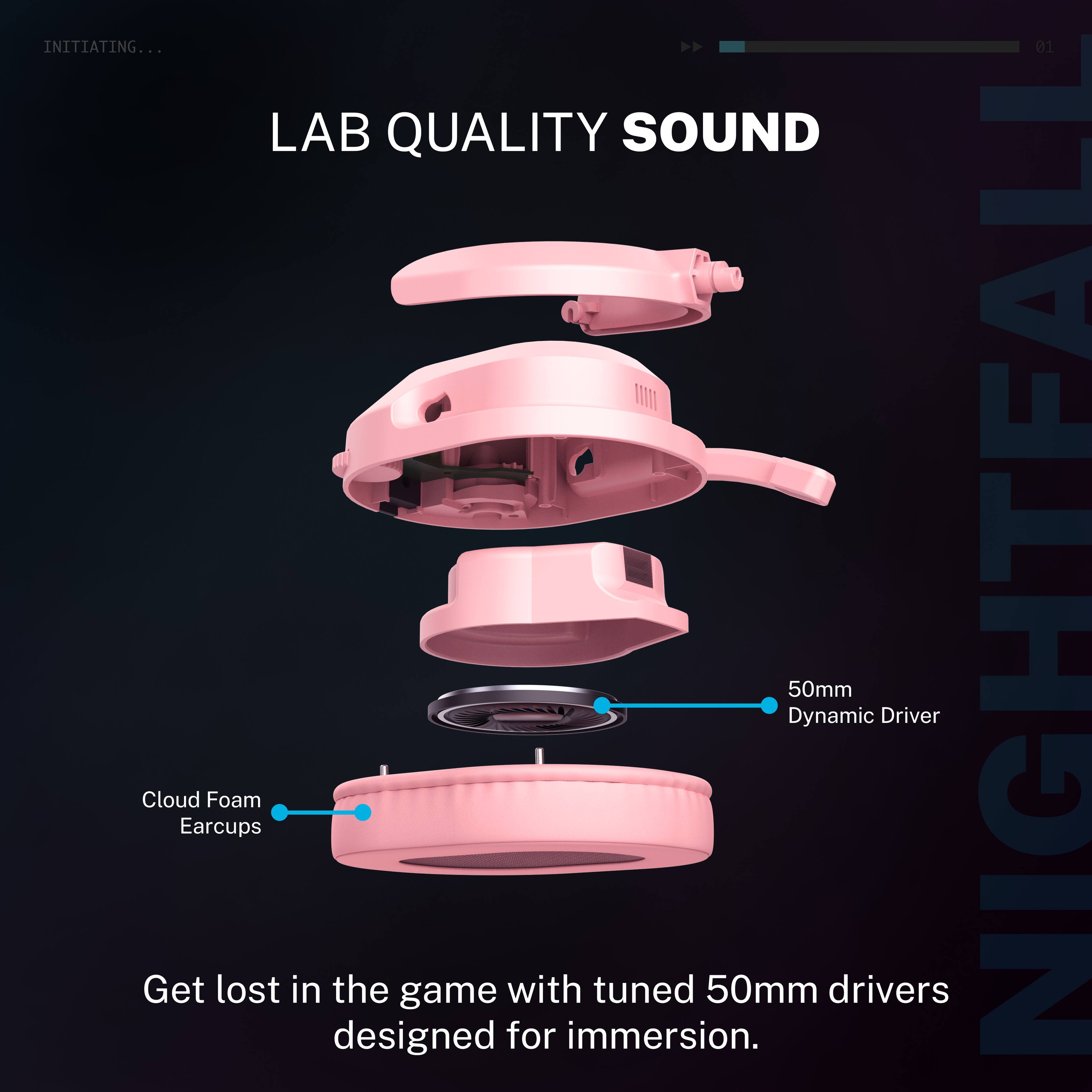 INITIATING...

LAB QUALITY SOUND

Cloud Foam Earcups

50mm Dynamic Driver

Get lost in the game with tuned 50mm drivers designed for immersion.