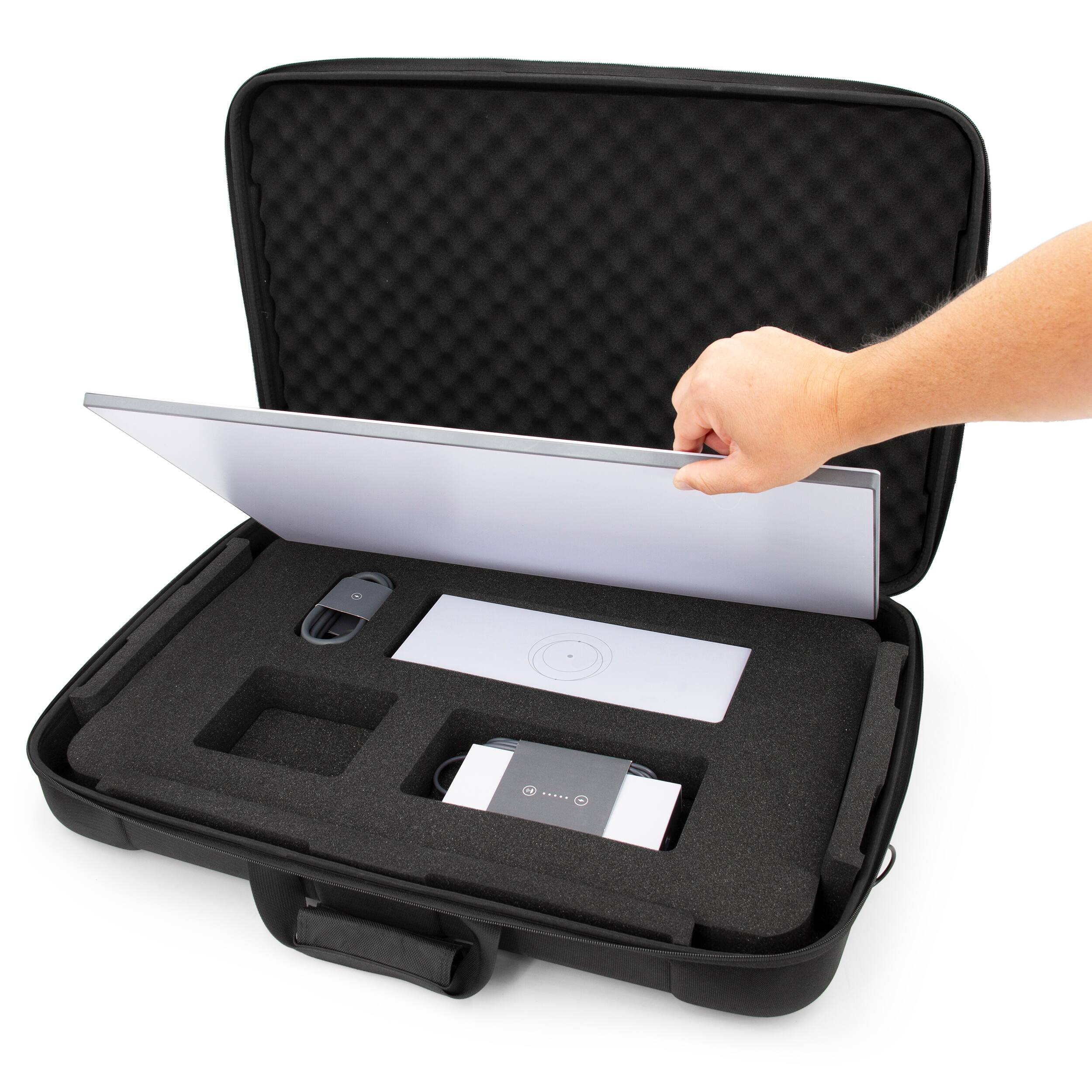 Left. CASEMATIX - Custom Travel Case Compatible with STARLINK - Standard Kit AX Tri Band Wi-Fi System & Accessories - Black.