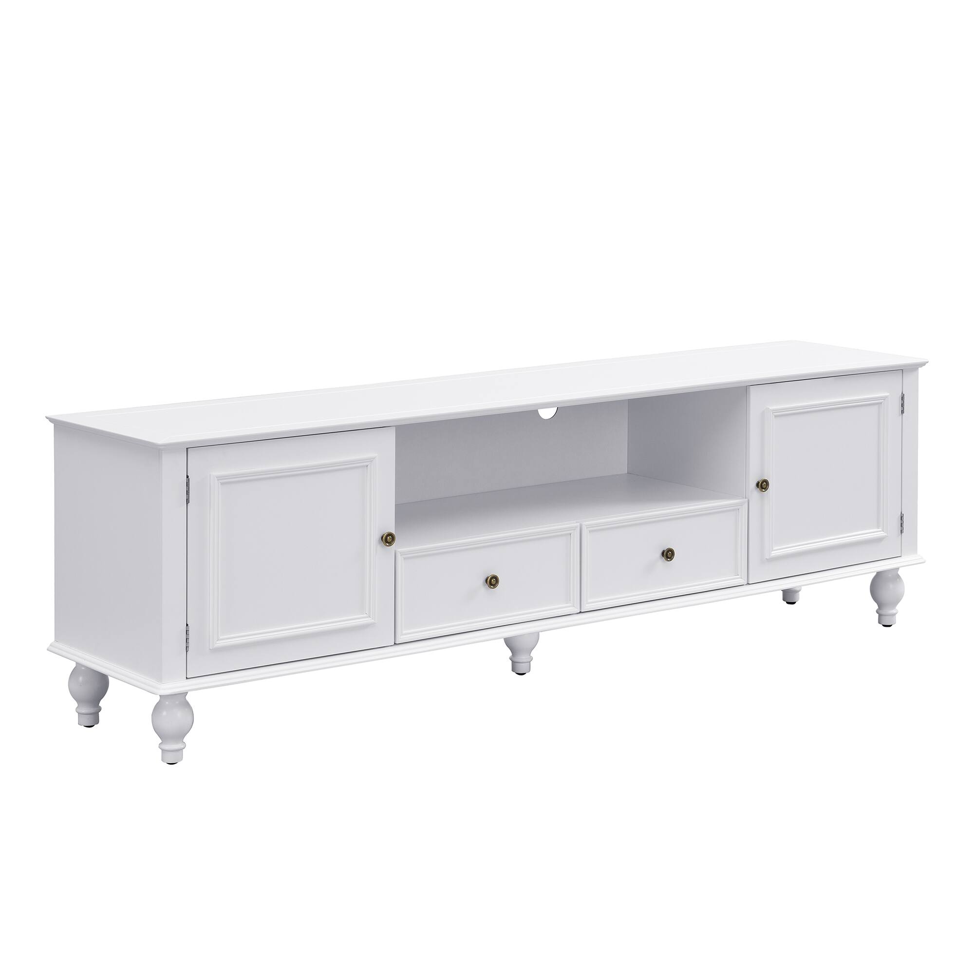 Alt View 1. APRILSOUL - 70.9in Modern TV Stand for TVs up to 80Inch Entertainment Center TV Storage Cabinet with 2Drawers 2Cabinets 5Solid Legs - White.