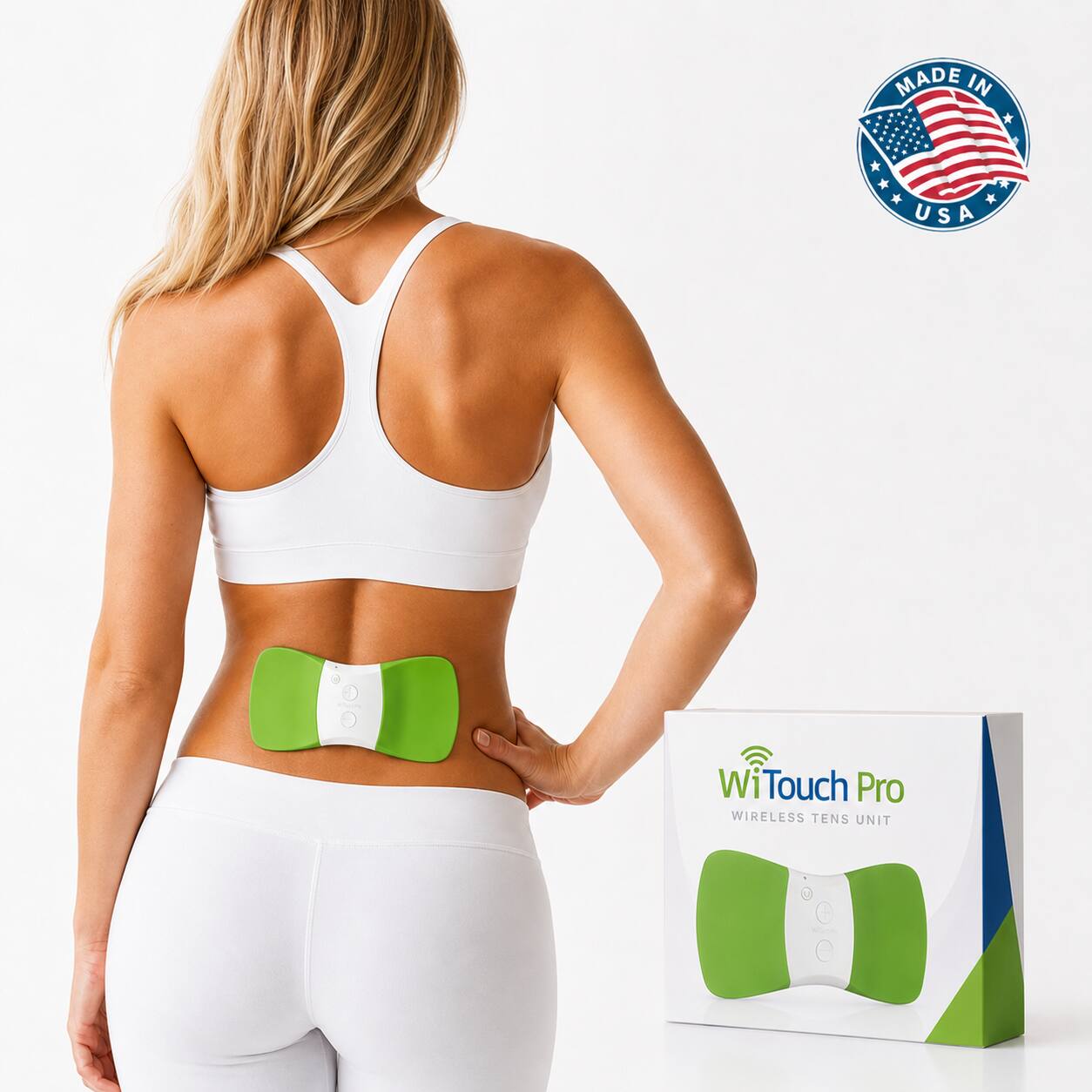 Hollywog - WiTouch Pro Wireless TENS Unit for Back Pain Relief - Green