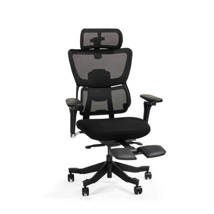 Front. FlexiSpot - C7 Max Series Premium Ergonomic Foam Seat Office Chair with Retractable Footrest - Black.