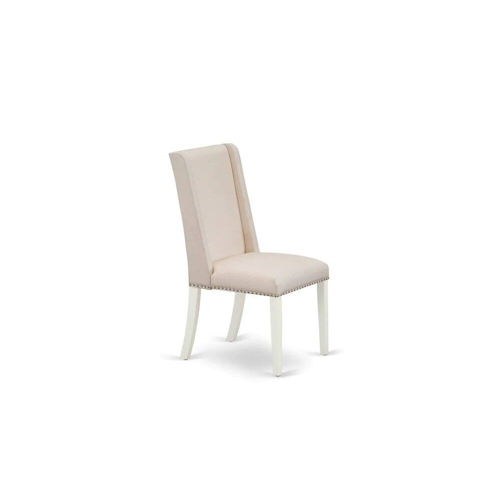 Alt View 2. East West Furniture - Dining Room Set Linen White - Brown.