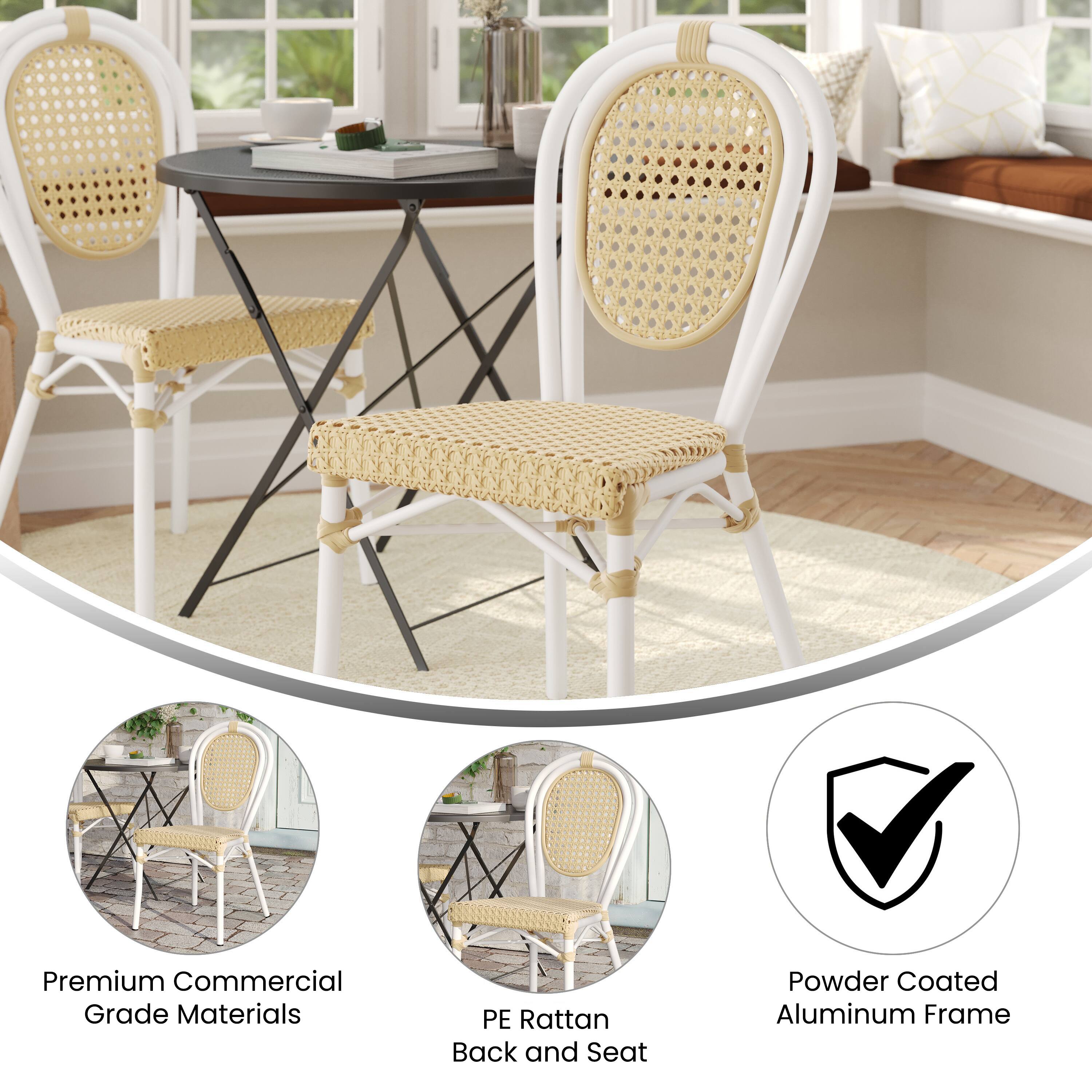Premium Commercial Grade Materials  
PE Rattan Back and Seat  
Powder Coated Aluminum Frame