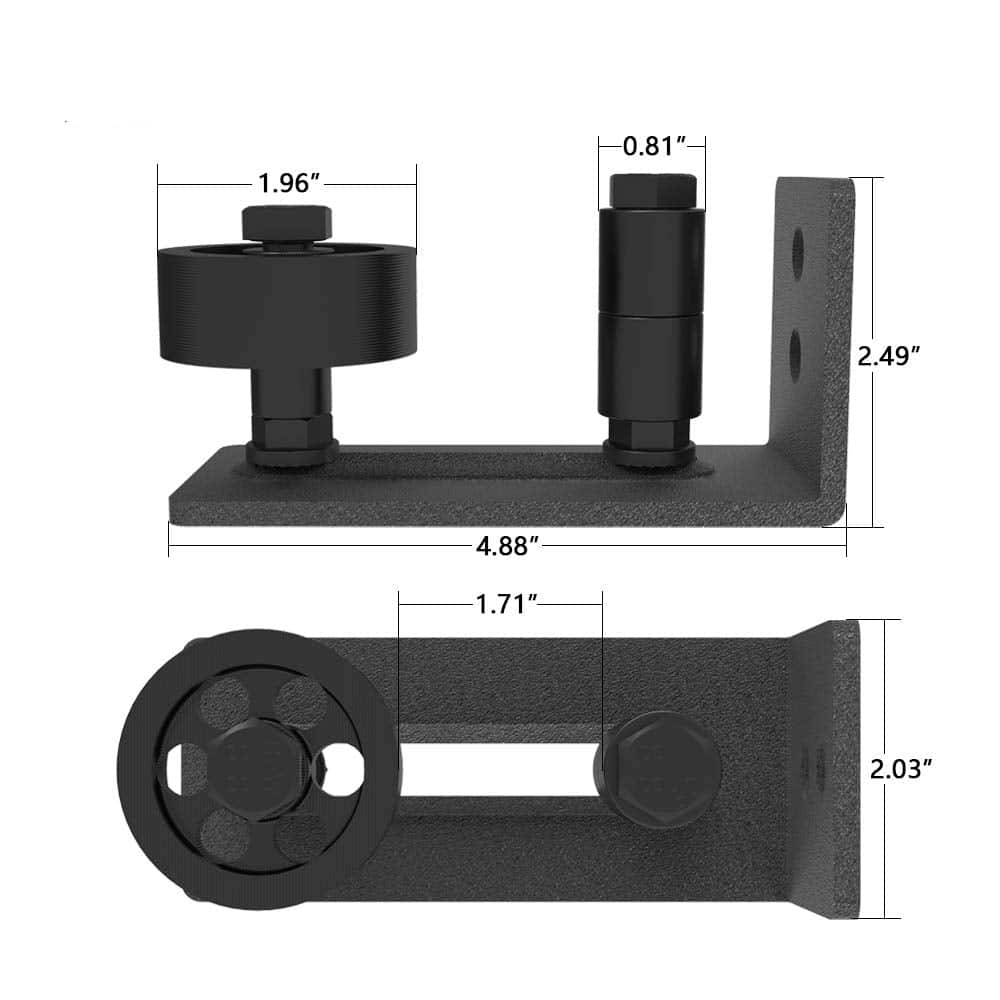 Boyel Living - 4.88 in. Steel Heavy-Duty Adjustable Sliding Barn Door Floor Guide Hardware - Black