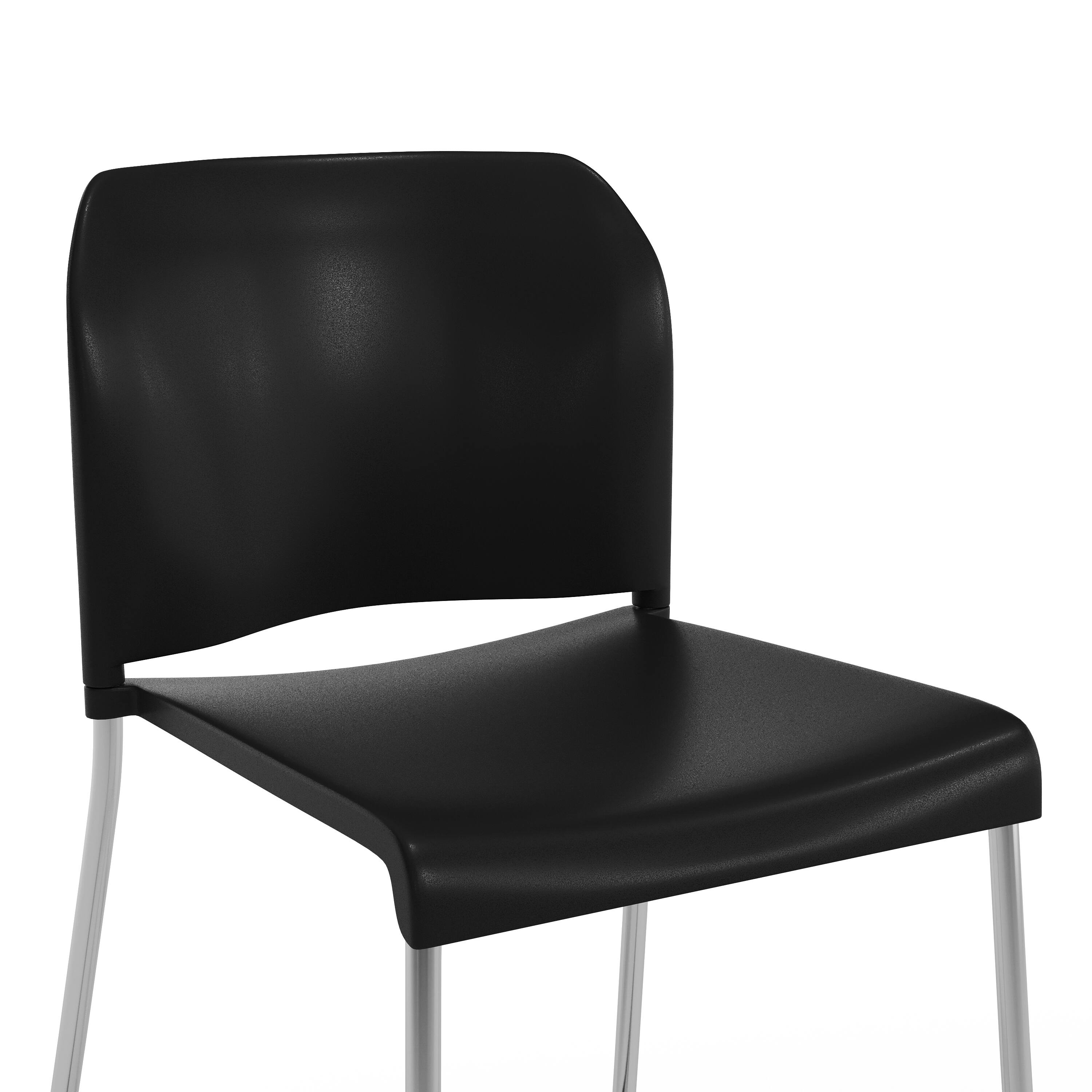 Alt View 10. Emma + Oliver - Calliope Stackable Office Reception Barstool with Contoured Backrest and Chrome Sled Base - Black Plastic/Chrome Frame.