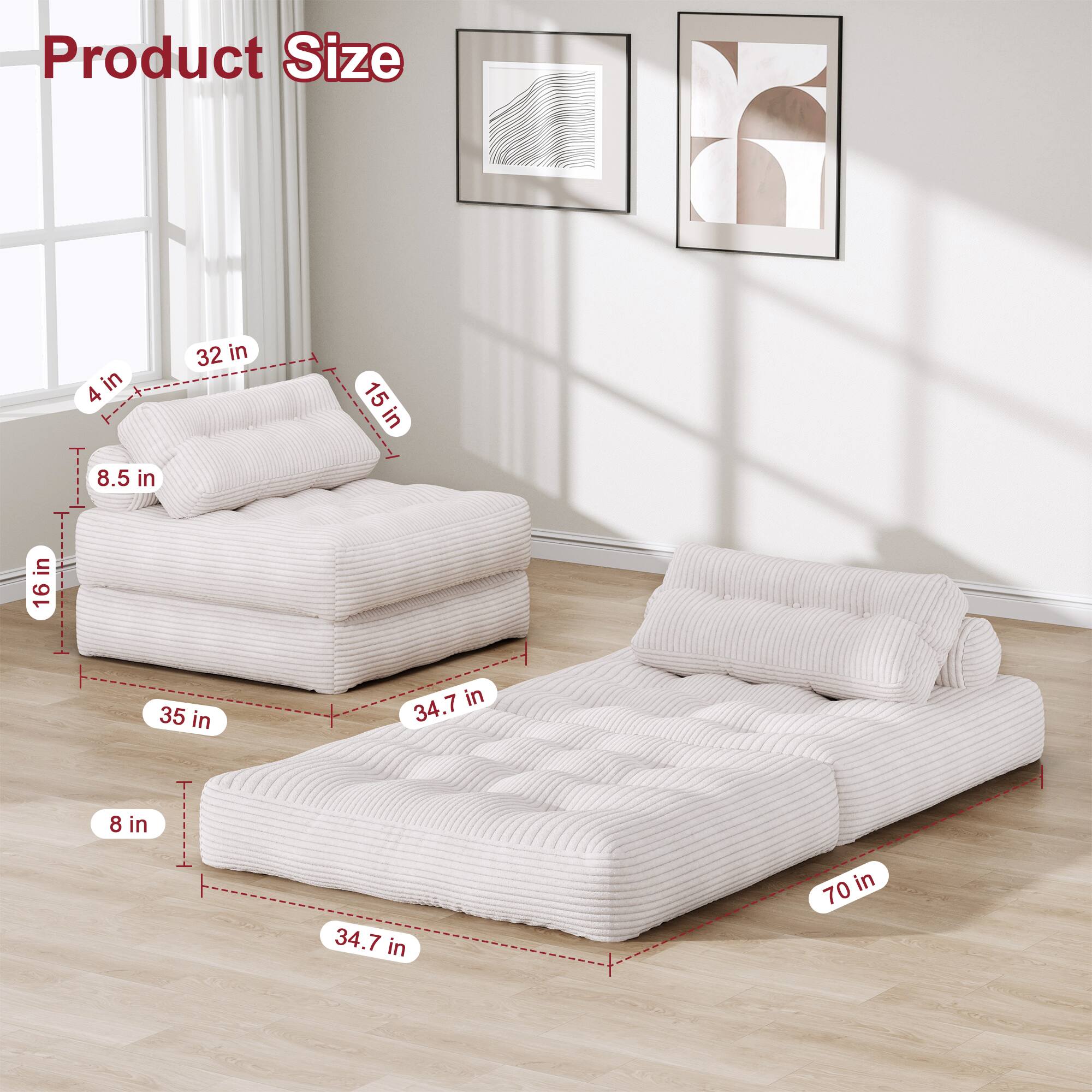 Product Size

4 in  
32 in  
15 in  
8.5 in  
16 in  
35 in  
34.7 in  
8 in  
34.7 in  
70 in