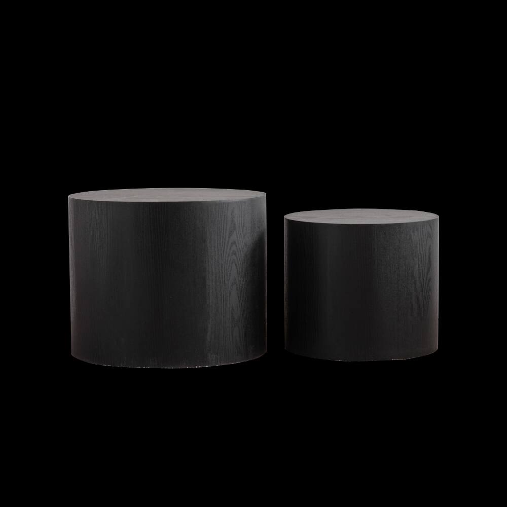 Alt View 2. Loheer - Loheer Nesting Coffee Table Set of 2 Round Wooden Modern Circle Accent End Side Table for Small Space Living Room - Natural.