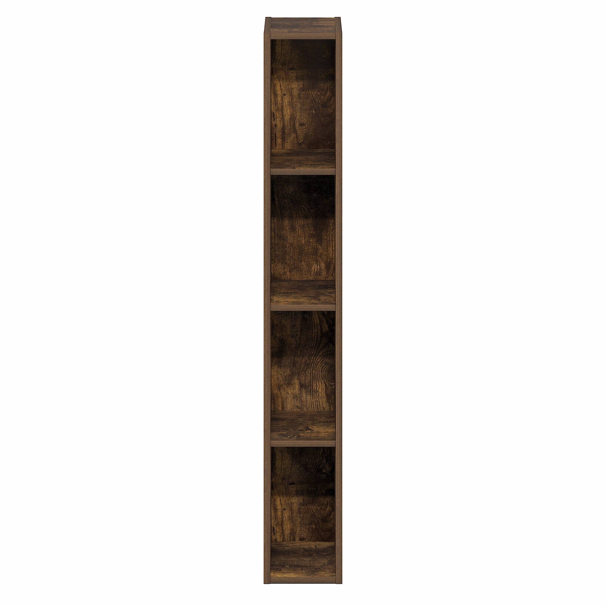 Alt View 6. Furinno - FULDA Book Shelf, 4-Tier Narrow Bookshelf, Standing Bookcase with 6-In Width Storage Shelf, 9.3 x 5.9 x 41.6 - Amber Pine.