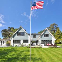 Winado - 20FT Sectional Aluminum Flag Pole Kit with 3x5 Flag, Golden Ball Flagpole Topper for Outdoor Yard Garden Residential - Silver